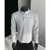 Camisa polo estilo americano, camiseta de manga larga para hombre, top de primavera/otoño, corte limpio, adecuada para usar en capas, sudadera de manga larga para hombre