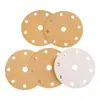 Tailandia Toa Amarillo Dorado Papel de Lija Flocado Transfronterizo 150mm 6 Pulgadas 9 Agujeros Papel de Lija Amarillo con Respaldo Adhesivo Disco Redondo Hoja de Lijado Pulido