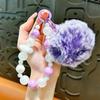 Cadena Creativa de Copo de Nieve con Bola de Pelo y Cuentas para Teléfono Móvil, Colgante Acrílico, Llavero, Accesorios Lindos para Bolsa, Pequeños Regalos al Mayoreo
