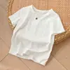 Categoría a Camisetas de Manga Corta de Algodón Lavado con Cuello Henley de Algodón Puro para Niños y Niñas, Tallas Mediana y Grande Ropa de Verano para Niños