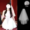 Velo Corto de Doble Capa con Lazo, Accesorio para el Cabello para Sesiones de Fotos, Propuesta, Compromiso, Velo de Novia Estilo Hada