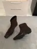 Botas de mujer, talla petite, nueva colección otoño/invierno 2026, botines estilo coreano, patchwork de ante, tacón grueso, punta cuadrada, botines cortos para mujer