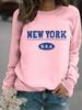 Suéter sudadera de manga larga casual para mujer de otoño e invierno transfronterizo de Europa y Estados Unidos con cuello redondo y estampado de NUEVA YORK al por mayor