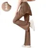 Calça Pantalona Ruffled Notting Falsa Duas Peças Cintura Alta Emagrecedora Levanta Bumbum Cobre Quadril Micro Flare Fitness Esportes Yoga Calça Feminina