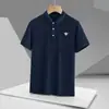 Camisa Polo de Verano Fresca Bordada de Tres Hojas para Hombre, Manga Corta, Cuello Campana, Casual de Negocios, Moderna, Transpirable, Ligera, Absorbente de Sudor