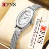 Reloj de Mujer Ofns Más Vendido de Alto Valor, Elegante Reloj de Cuarzo Ovalado Retro para Mujer con Esfera de Nácar, Pequeño Reloj Verde Impermeable