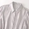 AliExpress transfronterizo 2026 Nuevas Llegadas de Primavera Moda Femenina Elegante Manga Larga Efecto Brillante Cintura Delgada Camisa con Cinturón