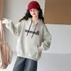 Moletom com Capuz Estilo Academia Bordado de Letra para Meninas Chegadas de Outono 2026 Tamanhos Médio a Grande Moda Infantil Solto Versátil