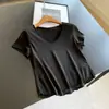 2026 Primavera/Verão Nova Camiseta Casual Chique Versátil com Gola V Desfiada de Manga Curta para Mulheres Atacado N4Ct6913