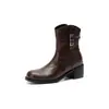 Estilo de moda minimalista elegante, botas Martin de salto grosso de 5 cm no meio da panturrilha para mulheres, botas western 2026, botas de montaria confortáveis e versáteis
