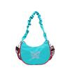Bolsa plissada com laço feminino 2024 verão com costura de cor contrastante casual elegante bolsa de ombro