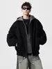 Jaqueta Capuzada Falsa de Duas Peças Color Block para Homens, Nova Tendência Outono e Inverno Estilo Americano Casual Acolchoada Jaqueta de Voo Preta Casaco de Algodão
