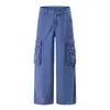 Pantalones de trabajo para hombre, marca de moda de calle, diseño vintage multibolsillos, pantalones rectos holgados de pierna ancha desgastados