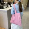 Set Bolsa de Lona Rayada Doble Cara Estilo Coreano Moda Bolso Tote Casual Bolso de Hombro Simple Versátil Gran Capacidad