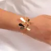 Pulseira Aberta com Flor de Venda Quente Transfronteiriça Geométrico Luxo Leve Nicho Pulseira com Toque de Alto Padrão Pulseira de Braço da Moda Pulseira Pequena