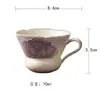 Taza de Té de Cerámica con Flor de Rosa Pintada a Mano y Asa Morada Degradada Mate, Taza de Maestro, Taza de Degustación para Juego de Té Kung Fu, Estilo Japonés