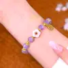 Nuevo Pulsera de Amistad de Amatista Diseño de Nicho Ins Dulce Lujo Ligero Popular Celebridad de Internet Pulsera de Flor de Durazno Regalo para Amigos