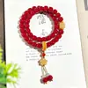 Pulsera de Bodhi de Jade Blanco Natural Bodhi Rojo Cereza Cuentas Antiguas Círculo Único Cuentas Vida Nativa Pulsera Roja Precio al por Mayor para Mujeres