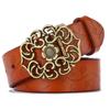 Cinturón de Hebilla Lisa para Mujer Cinturón de Cuero Estampado Cinturón de Cintura Cinturón para Jeans Casual Ancho Moderno Floral Cinturón de Cintura de Cuero Genuino