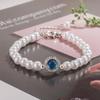 Pulseira de pérola aquamarina 2023 novo design de nicho de luxo leve pérola sintética cravejada com zircônia pulseira requintada para mulheres