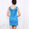 Tangge Nuevo Camisón de Seda Falda Slip Camisón Seda de Morera Suelto Cuello en V Base Combinable Ropa para el Hogar Vestido Largo
