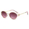 Gafas de Sol Rosas Degradadas Retro con Montura Ovalada Montura de Metal Estilo Dulce Fresco de Moda Gafas Estilo Callejero de Hong Kong Gafas de Sol con Forma Cóncava