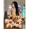 Pijama Feminino de Flanela Outono e Inverno, Manga Longa, Calça Longa, Fofo de Fleece de Coral, Extra Grosso e Quente, Exclusivamente para Vendas Transfronteiriças