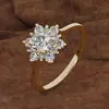 Anillo de diamante hexagonal explosiones transfronterizas Ding Hao anillo de copo de nieve simple de moda oro rosa joyería caliente al por mayor