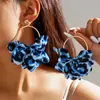 Brincos Estampados de Leopardo Brincos Punk Retrô Brincos Geométricos Grandes Estilosos Europeus e Americanos Brincos de Tecido com Estampa de Bolinhas
