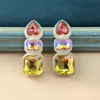 Brincos Atacado Comércio Exterior Transfronteiriço Europeu e Americano Retro Diamante Colorido Quadrado Geométrico Simples Brincos de Strass Brincos para Festa de Jantar Atacado