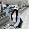 Gorra de Béisbol Negra para Mujer, Gorra Bordada con Letra de Estilo Coreano de Moda, Sombrero Versátil Casual para Protección Solar, Sombrero de Sol de Moda Unisex