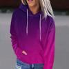 Suéter con capucha de comercio exterior europeo y americano con estampado degradado para mujer, diseño informal con cordón ajustable MC11