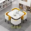 Mesa e Cadeiras Simples Modernas para Negócios e Recepção de Convidados, Mesa Redonda Pequena para Lanchonete de Chá com Leite, Mesa de Jantar