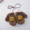 Guantes infantiles de bolsillo con carita sonriente más bolsa de terciopelo guantes infantiles de dedo de dibujos animados invierno cálido bebé cordón ST0309