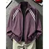 Chaqueta de vuelo a rayas estilo americano para hombre, para principios de otoño, chaqueta corta de béisbol elegante, abrigo casual versátil para el día a día