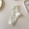 Meias de cano médio estilo coreano ins da moda com bolinhas jk para meninas estudantes de verão finas meias de fio felpudo coração meias de cano médio femininas