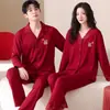 Nuevos pijamas de algodón rojo brillante para mujer, de alta gama, adecuados para el Año del Zodiaco, festivos para recién casados, novias, ropa de casa para Año Nuevo, ropa de invierno para parejas