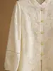 Nueva Camisa de Encaje Estilo Chino Estilo Nacional para Mujer 2026 Nuevo Estilo Cuello Alto Jacquard Retro Botón Manga Larga Top A2913-2