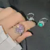 Anillo Versa Exagerado 10 quilates 22 Nuevo Llegada Flor de Loto Enrollada Microincrustado Anillo para Mujer Noble Lujo Ligero Avanzado Temperamento Frío