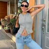 Cardigan Casual de Verão 2025 Europeu e Americano para Mulheres, Nova Moda, Botões, Sem Mangas, Colete de Tricô Versátil para Mulheres, Atacado