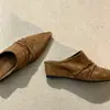 Lenço de cabeça plissado estilo old money retrô chinelo mule plataforma calçado de exterior bico fino slip-on salto grosso meia-chinelo