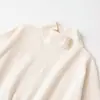 Z Estilo Europeu e Americano Transfronteiriço 2026 Nova Moda Feminina Versátil Gola Alta Ombro Acolchoado Manga Curta Cintura Marcada Malha Top 9598013