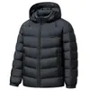 Chaqueta de plumón para hombre 2026 Invierno Capucha desmontable Cálida Casual para mediana edad y jóvenes Ligera de plumón Moderna