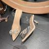25 Novas Sandálias Elegantes de Laço de Alta Qualidade, Fivelas de Sapato da Moda, Franjas, Joias de Pérola de Nicho, Salto Alto com Efeito Emagrecedor