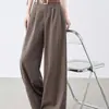 Pantalones de traje a rayas de cintura alta para mujer, estilo fino de verano, nuevo modelo 2026, talla grande, pantalones anchos rectos de caída suelta