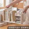 Suporte de mesa simples para livros para estudantes, estante de armazenamento de livros para dormitório com porta-canetas, estante de armazenamento de arquivos para escritório