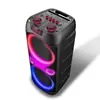 Audio exterior grande audio exterior interior subwoofer portátil doble de 10 pulgadas 80 vatios K song Bluetooth audio con luz RGB no