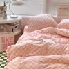 Juego de ropa de cama de verano de cuatro piezas, funda de edredón se vende por separado, sábana individual para cama de dormitorio de estudiante, juego de tres piezas de algodón lavado para una persona