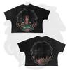 Camiseta Oversize de Manga Corta Estampado Plano de Personaje de Dibujos Animados Gótico Harajuku para Hombres y Mujeres, Top de Algodón Puro Hip-Hop Venta al por Mayor