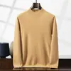Suéter Masculino 100% Caxemira Pura da Montanha Gola Semifechada Fino para Usar por Baixo Casual Business Solto Tamanho Plus Suéter Base Tricotado